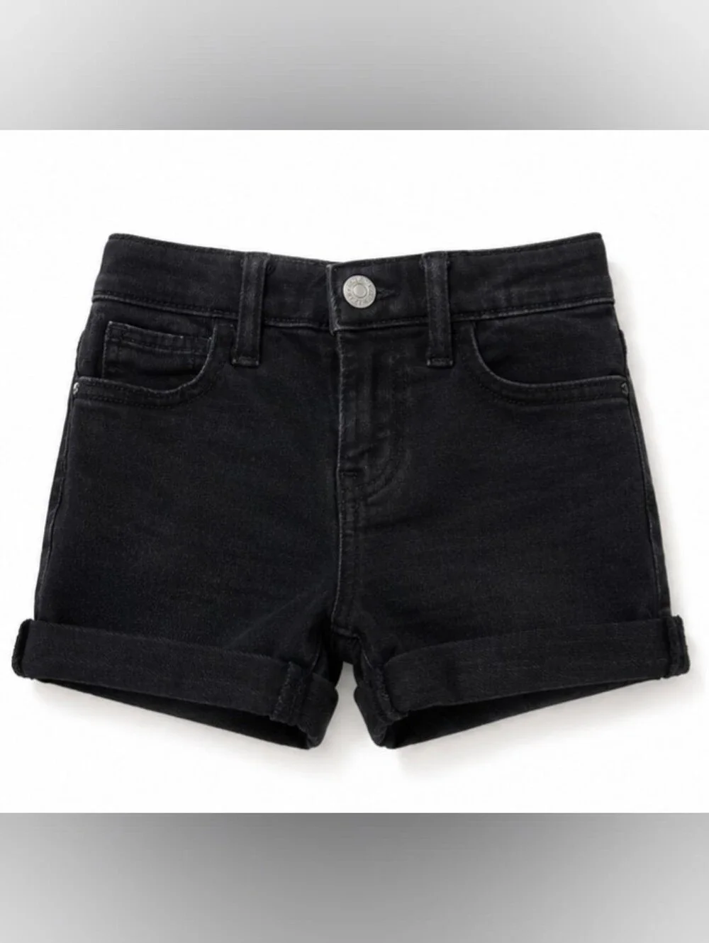Old Navy Girls Black Rolled Cuff Denim Shorts - Size 7